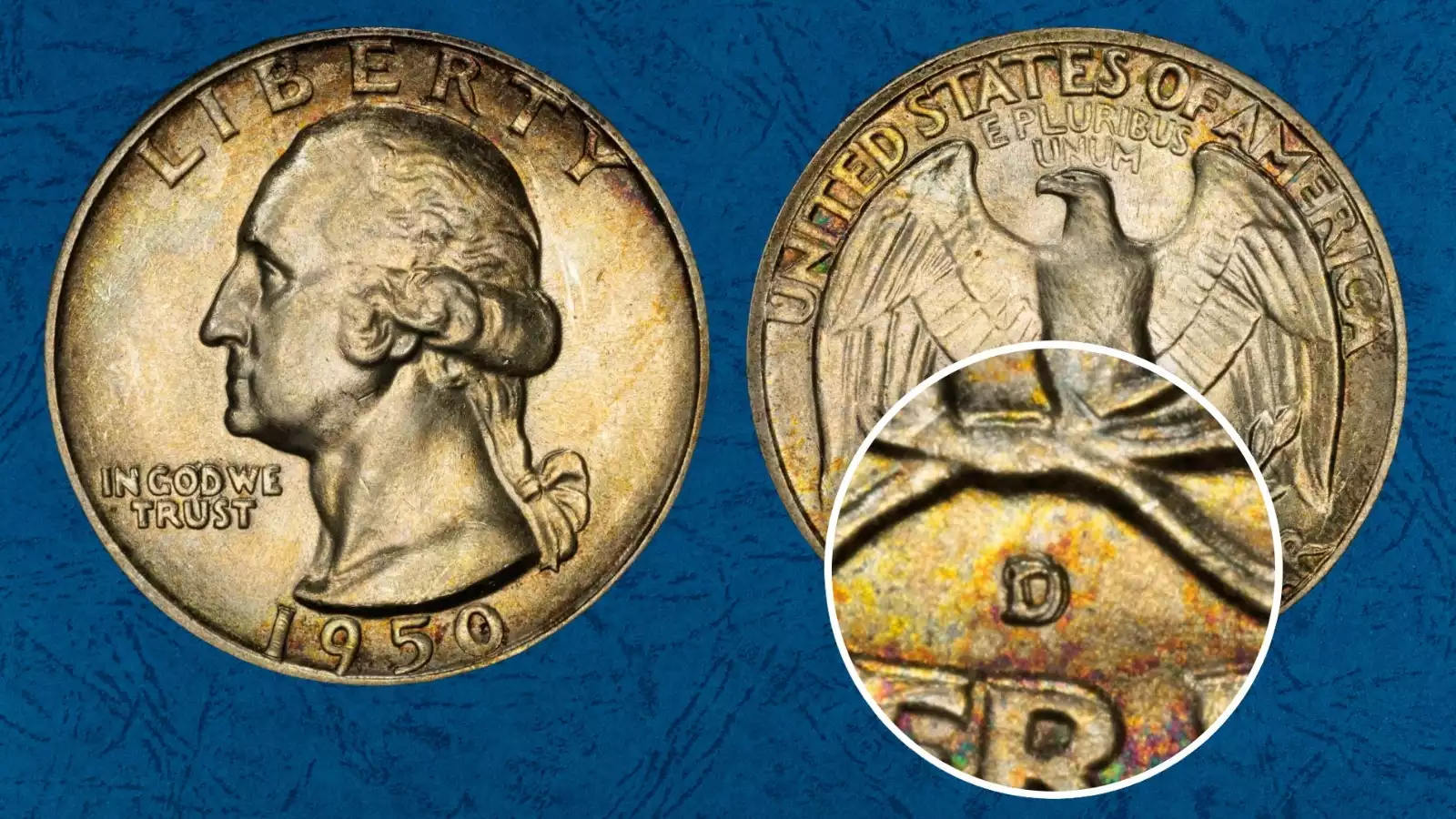 1950-D/S Over-Mint Mark FS-601 close-up showing residual S beneath the D mint mark