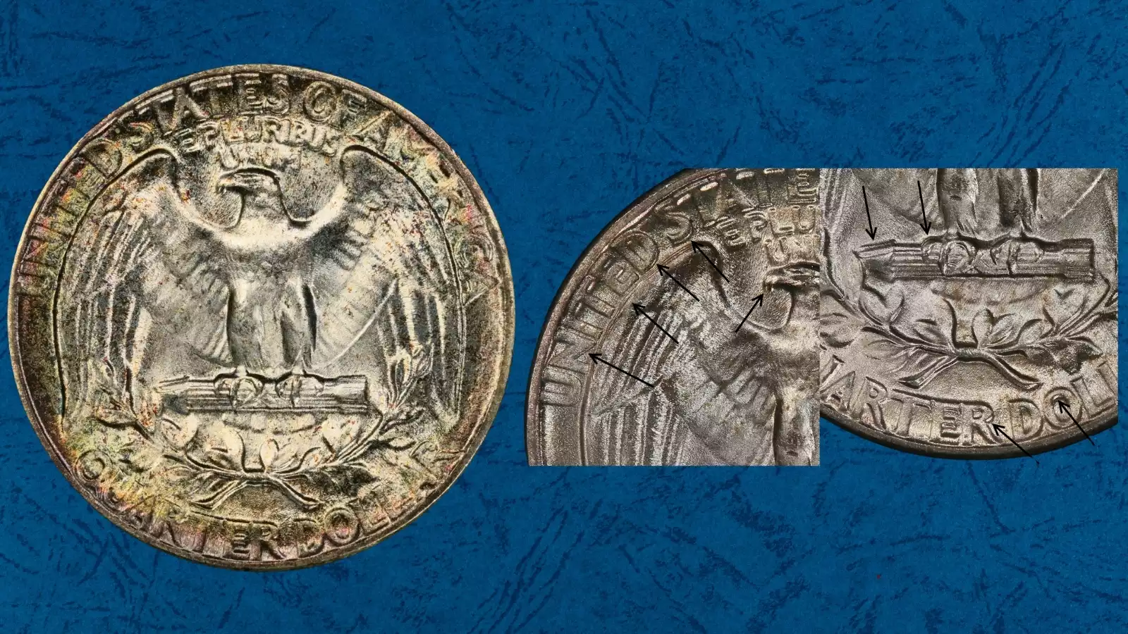 1950 Philadelphia Doubled Die Reverse FS-801 showing doubling in reverse lettering